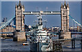 TQ3380 : London : HMS Belfast and Tower Bridge by Jim Osley