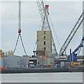 Gull wing bridge control tower, still under construction