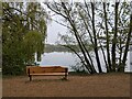 Seat beside the lake at Dinton Pastures Country Park