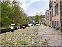 SD9324 : Rochdale Canal, Towpath at Shop Lock, Todmorden by David Dixon