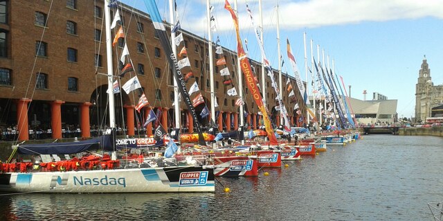 Racing yachts moored at Albert Dock, Liverpool
