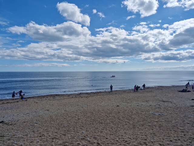 Boat passing Charmouth Beach © Basher Eyre :: Geograph Britain and Ireland