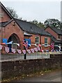 Coronation bunting on railings, New Inn