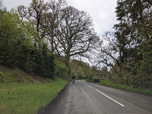 Following a cyclist on the B3212, heading west