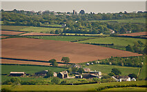 SS5625 : Hollick farm and, on the horizon, The Church of St. Mary, High Bickington by Roger A Smith