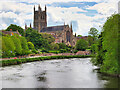 SO8454 : River Severn, Worcester Cathedral by David Dixon