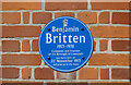 Blue plaque marking the birthplace of Edward Benjamin Britten