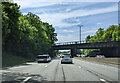 On the M4 heading south, about to go under a railway bridge