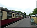 Passengers alighting from a Bluebell Line train at East Grinstead