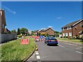 Temporary traffic lights in Moggs Mead