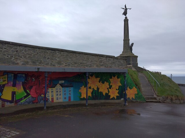 Mural in shelter below Aberystwyth war memorial