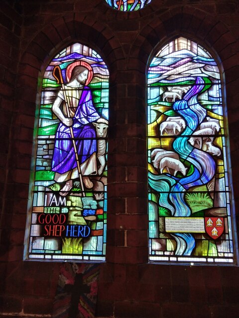 Stained glass window (Psalm 23) in All Saints Church, Saughall