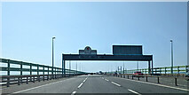 ST5385 : Westbound M4 starting to cross the River Severn by Robin Webster