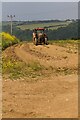 Tractor in bulb field