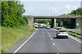 SJ3556 : Bridge over the A483 at Rossett Interchange (Marford) by David Dixon