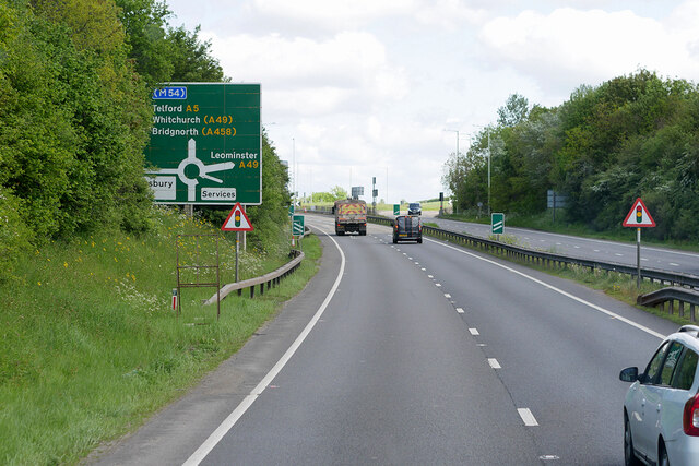 A5 approaching Bayston Hill Roundabout © David Dixon :: Geograph ...