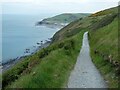 SN5882 : Wales Coast Path on Constitution Hill, looking to Clarach Bay by David Smith