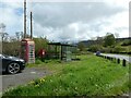 Telephone box and bus shelter by A470, Dolwen