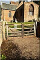 SO6130 : Churchyard entrance gates, How Caple, Herefordshire by Jaggery