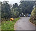 Yellow salt / grit box, Church Road, Llanfrechfa, Torfaen