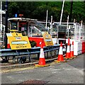 Yellow notices outside Llanhilleth railway station