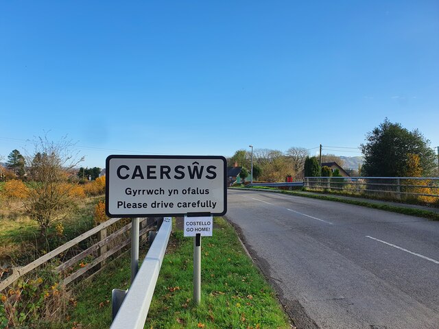 Caersws Road Sign