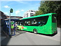 ST2225 : Bus outside the north entrance to Taunton Railway Station by David Hillas