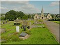 Gravestones and driveway down to the chapels, Batley Cemetery