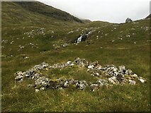 NN0343 : Remains of a shieling in Coire Buidhe by Steven Brown