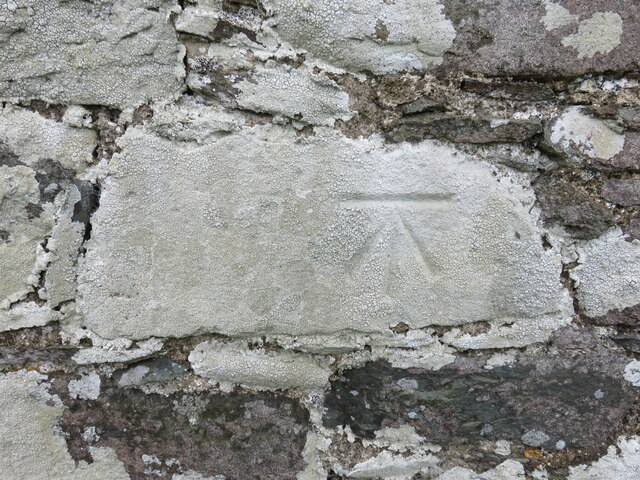 Benchmark on St Ceidio's church north of Llanerchymedd