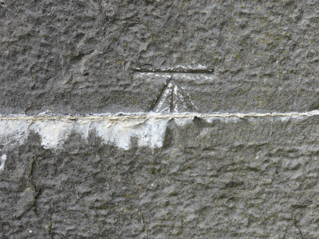 Benchmark on St Eleth's church, Queen Street, Amlwch