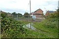 Flooded path in the housing development