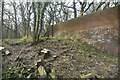 Cleared trees by bridge parapet