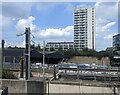 Sheds and flats at South Way Junction