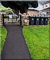 Wheelie bins and a litter bin, Llanellen, Monmouthshire