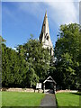 Ewerby, lych gate and the spire of St. Andrew