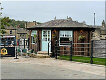 SK0394 : Coffee shop hut near to Glossop train station by Paul Foster