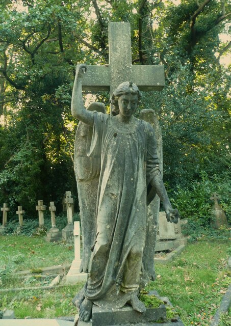 Angel and cross memorial in the old part of Lawnswood Cemetery