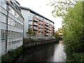 Flats beside the River Wensum from St Georges Bridge