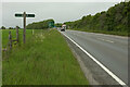 Footpath sign on A35 at Poundbury