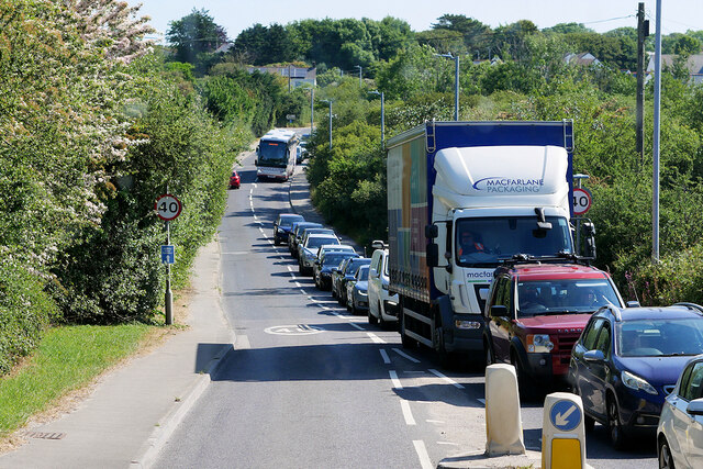 Traffic Queuing on the A3075 near Goonhavern