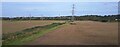 Pylon lines across fields east of Sandal