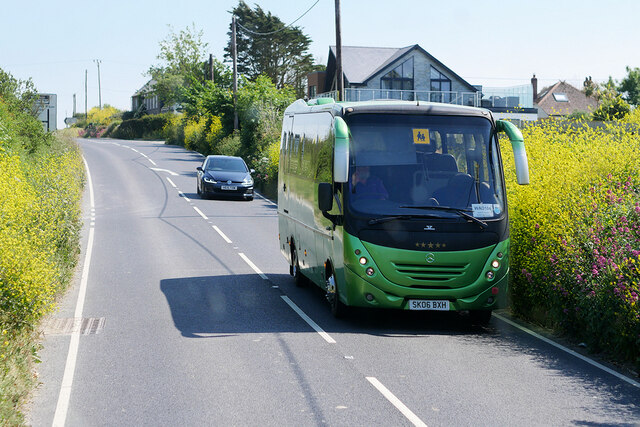 Mercedes School Bus on the A389 at Highlanes