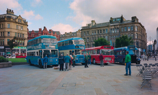 Vintage buses, Centenary Square, Bradford