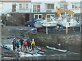 NT6879 : Coastal East Lothian : Kayakers on Broad Haven slipway, Dunbar by Richard West