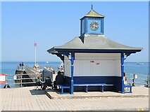 SZ0379 : Shore Road shelter. with a clock by Neil Owen