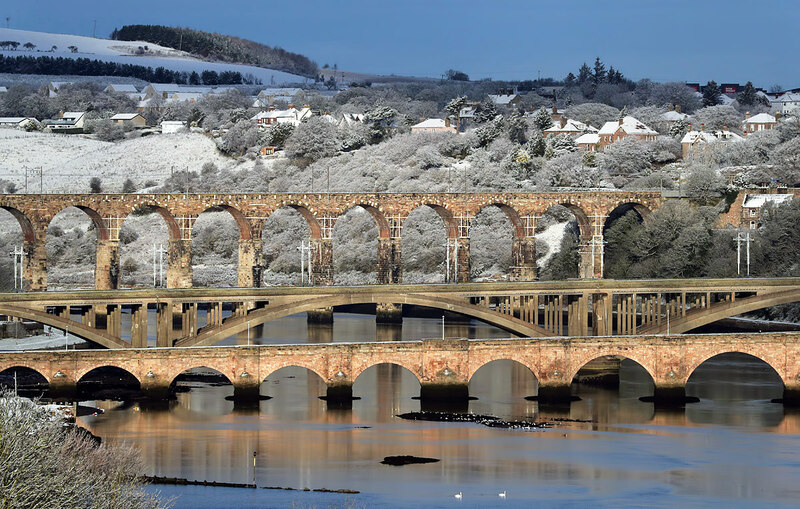 The three Berwick-upon-Tweed bridges in... © Walter Baxter cc-by-sa/2.0 ...