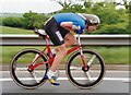 NS3529 : Graeme Obree on the A78 in Ayrshire by Thomas Nugent