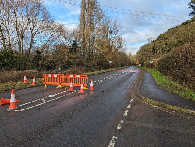 Road closed on the A442 TCExplorer cc by sa 2.0 Geograph