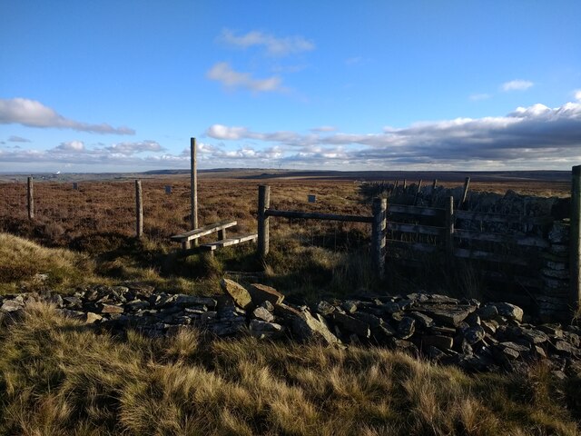 Stile, fence and wall on Oxenhope Stoop... © shikari :: Geograph ...